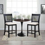Transitional Rubberwood Dining Room Chairs (Set of 2) With Slatted Back - Black