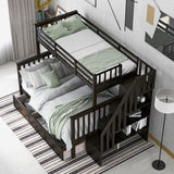 Stairway Bunk Bed With Storage And Guard Rail For Bedroom