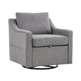 Linen Fabric 360° Swivel Accent Chair With Upholstered Back Pillow And Rivet Armrest