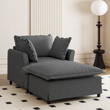 Oversized Chaise Lounge Indoor Single Sofa Bed With Wide Seat, Upholstered Lazy Sleeper Armchair With Movable Ottoman Reading Couch Set