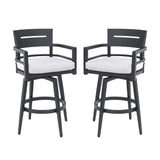 Outdoor Swivel Bar Chairs, 360 Degree Rotation, Ergonomic Backrest (Set of 2)