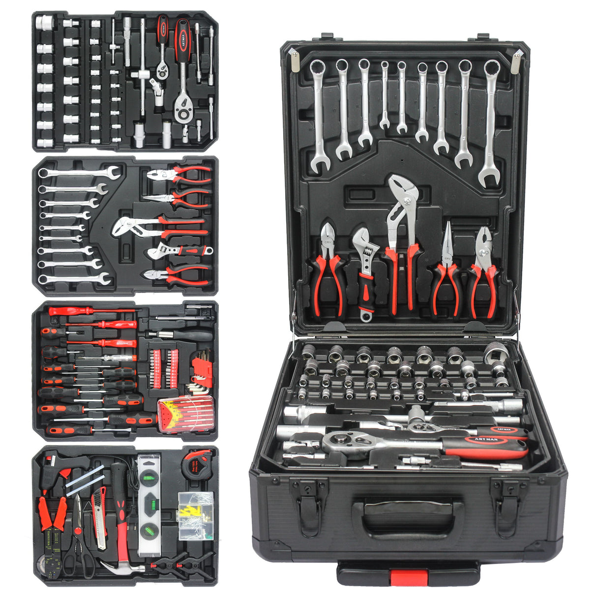 899 Piece Home Repair Tool Set With Rolling Plastic Toolbox, 4 Drawers, General Household Maintenance Kit