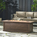 Transitional Rectangular Outdoor Propane Fire Pit With 50,000 Btu