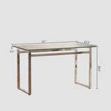 Modern Minimalist Rectangular Dining Table With Tempered Glass Top