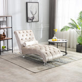 Velvet Chaise Lounge Indoor, Button Tufted Upholstered Chaise Lounge Chair With Pillow