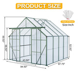Double Door Polycarbonate Greenhouse Raised Base And Anchor Aluminum Heavy Duty Walk In Greenhouses For Outdoor Backyard In All Season