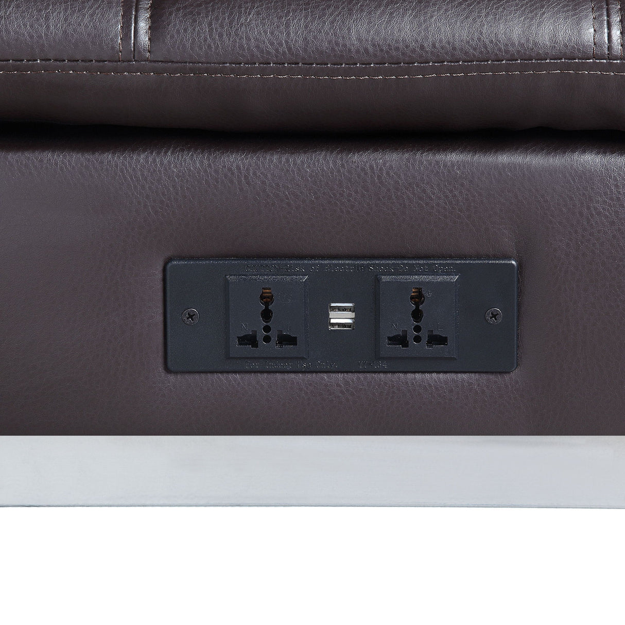 Padilla - Synthetic Leather Chaise Lounge With Pillow USB - Brown