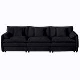 Modern Chenille Oversized Deep Seat Sectional Sofa With Pillows