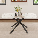 Luxurious Marble Patterned Dining Table With Metal Fork Legs