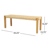 Angie - Bench Outdoor Seating Acacia Wood Faux Rattan - Teak