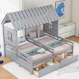 House Platform Beds With 2 Drawers, Side By Side Design