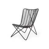 Outdoor Wicker Chair With Geometric Cross Base, (Set of 2) - Gray