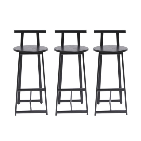 Modern Bar Stools With Backrest For Kitchen (Set of 3)