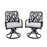 Outdoor Patio Swivel Rocker With Outdoor Grade Sunbrella Cushions, Branch Like Backrest (Set of 2) - Bourbon Brown