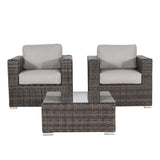 Wicker Seating Group Set With Table And Cushions