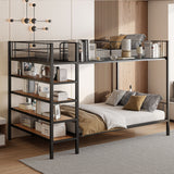 Bunk Bed With 5 Tier Shelves