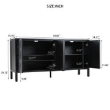 Stylish Storage Cabinet Sideboard With Unique Geometric Circle Door Design - Black