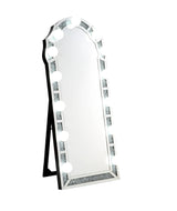 Noralie - Mirrored Faux Diamonds Floor Mirror - Silver