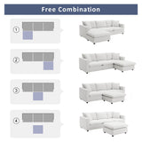 Modern Sectional Sofa With Throw Pillows, Cloud L Shaped Couch Set With Wide 4 Seat Comfy Couch Set With Movable Ottoman