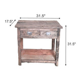 Rustic 2 Drawer Kitchen Island - Wood