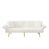 Luxury Corduroy Foldable Double Sofa Bed With Folding Armrests