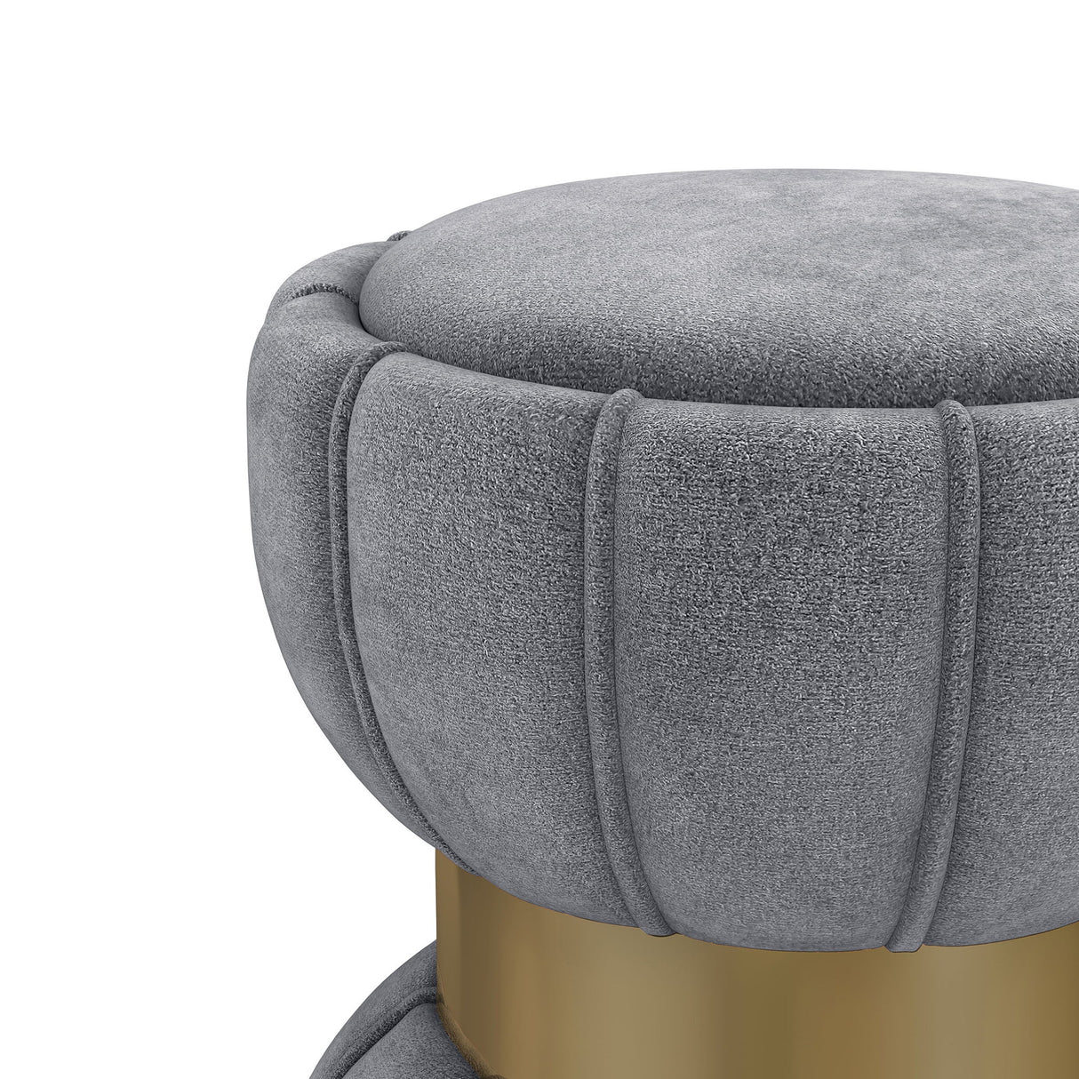 Round Upholstered Ottoman Pouf With Velvety Soft Upholstery