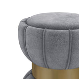 Round Upholstered Ottoman Pouf With Velvety Soft Upholstery