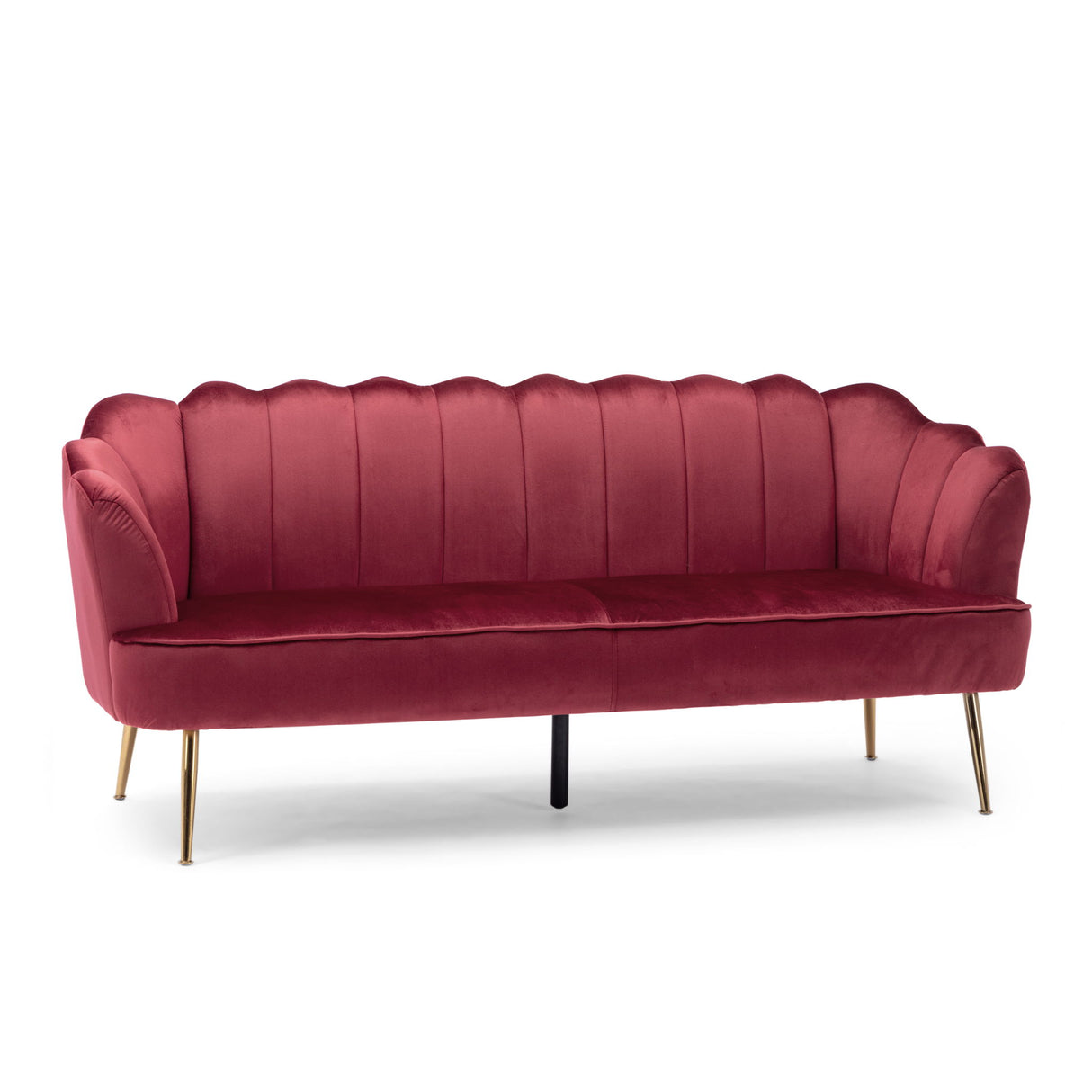 Modern Glam 3 Seater Sofa With Velvet Texture