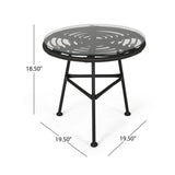 Petrichor - Outdoor Side Table With Tempered Glass And Steel Frame