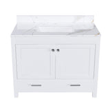 43" Bathroom Vanity, Multi Functional Cabinet, Doors And Drawer - White