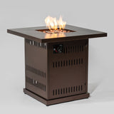 28" Propane Gas Fire Pit Table, 50000 Btu Square Steel Fire Pit For Outside Patio Deck Garden Courtyard - Brown