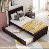 Platform Bed With Twin Trundle, Twin Size - Espresso