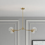 Jewel - 4 Lights Modern Farmhouse Chandelier Ceiling Hanging Light Fixture - Clear / Gold