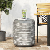 Outdoor Side Table With Cylindrical Shape - White