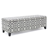 Quotient - Upholstered Storage Ottoman With Tapered Block Feet - Gray / White