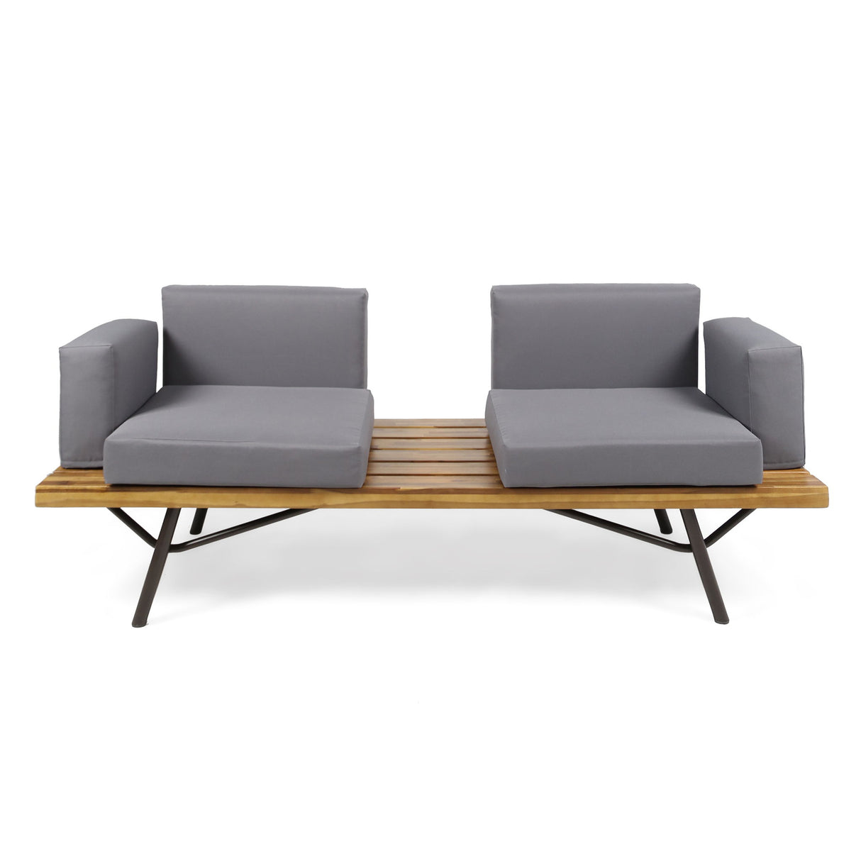 2 Piece Patio Set With Loveseat And Coffee Table - Natural / Dark Gray