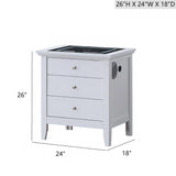 Hammond - Smart 3 Drawer Nightstand With USB Charging And Integrated Speakers - White