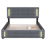 Upholstered Platform Bed With Trundle & Drawers
