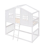 House Bunk Bed With Ladder, Wood Bed