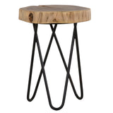 Rustic Accent Round Table With Iron Hairpin Legs