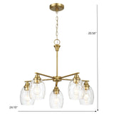 Elegance 5 Lights Linear Arms With Chain Chandelier - Clear / Gold