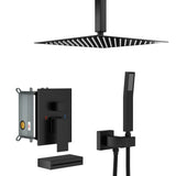 12" Ceiling Mount Shower System With Waterfall Tub Spout And Rough In Valve - Matte Black