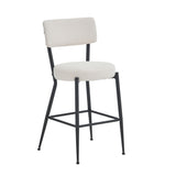 Modern Teddy Fabric Upholstered Bar Stools - Black Legs