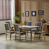 French Country Style Dining Chair With Upholstered Seating And Fluted Legs