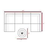 Outdoor 7 Piece Sectional Seating Group With Cushions And Fire Pit - Gray / Navy