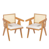 Chandigarh Farmhouse Style Cane Upholstered Dining Chairs (Set of 2)