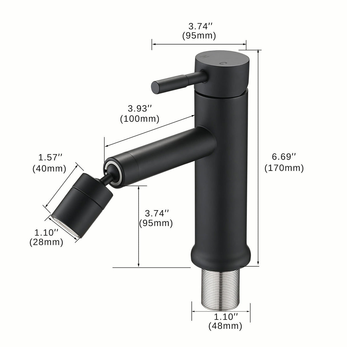 2 Mode Bathroom Faucet With 360 Degree Rotating Aerator For Sink