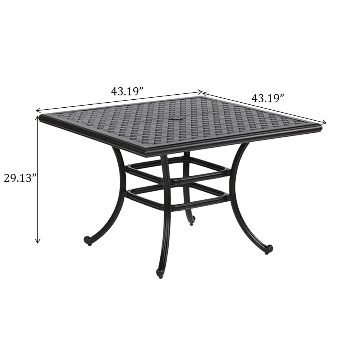 44" Square Dining Table - Dark Lava Bronze