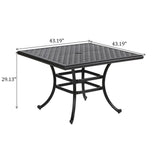 Square 4 Person 43.19" Long Aluminum Dining Set With Cushions