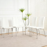 Modern Upholstered Dining Chair (Set of 4) With Electroplated Metal Legs - White